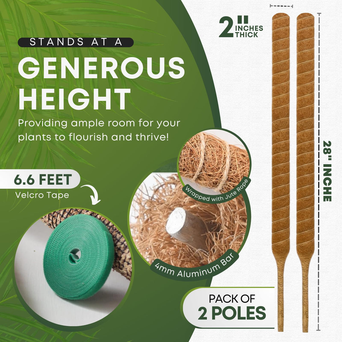 Auraville two-pack bendable moss poles for quick indoor plant setup.