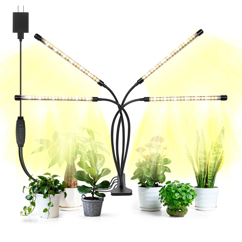 AURAZIGLI LED Grow Lights closeup showing full-spectrum diodes for indoor plant growth.