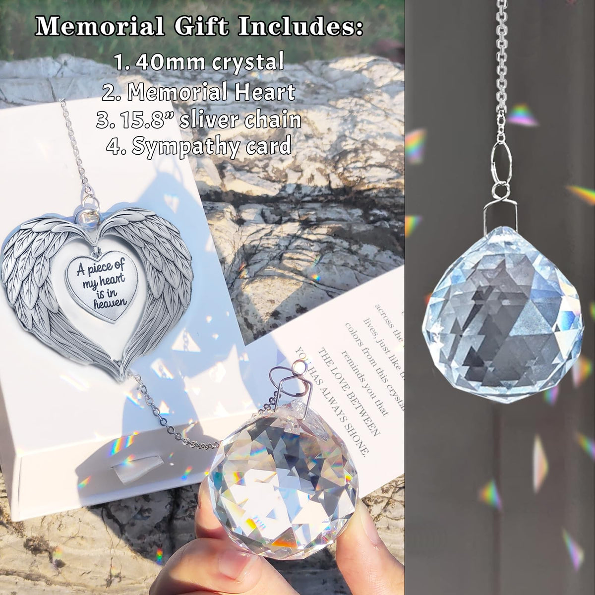Aurlova memorial suncatcher includes eco-friendly zinc alloy charm for a lasting keepsake.