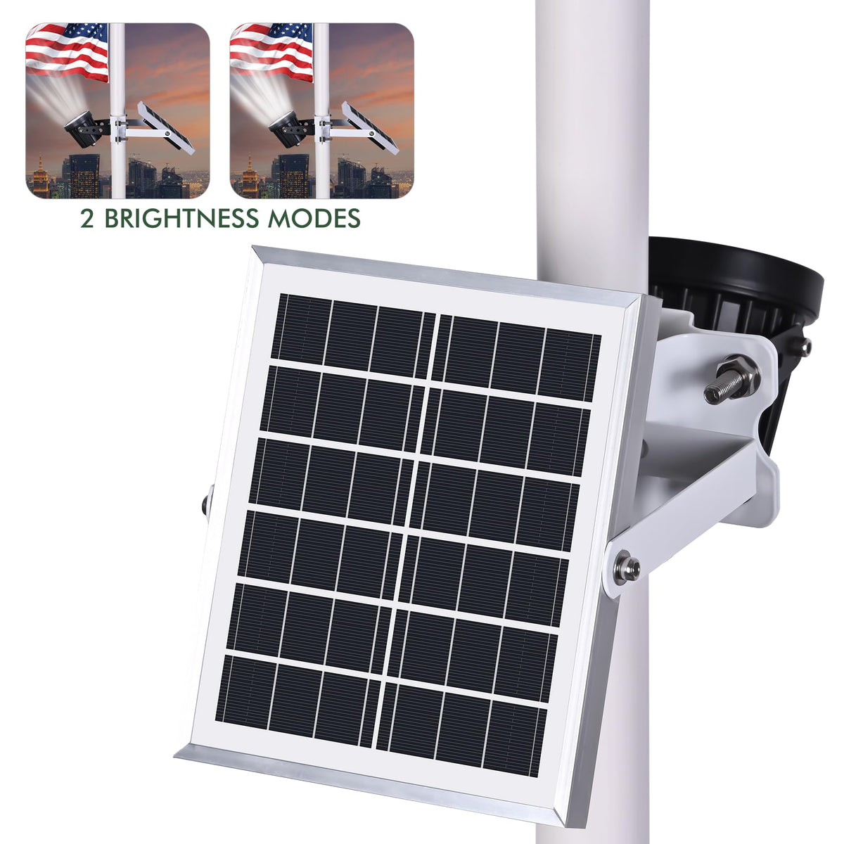 Aurolit Auro 7 solar panels provide efficient charging for all-night illumination.