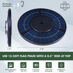 Aurolit flagpole light kit includes tube, hook, and clip for easy mounting