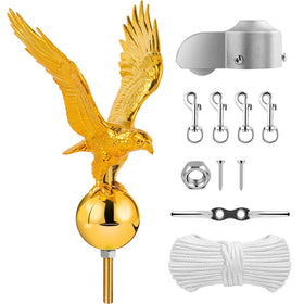 Aurolit Golden Eagle Topper on flagpole enhances curb appeal and patriotic feel.