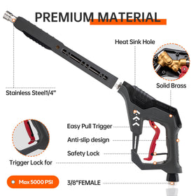 Five nozzle tips with holder for adjustable spray patterns