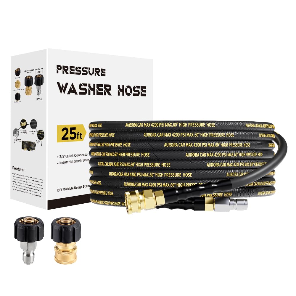 Aurora Car pressure washer hose with steel braid for durable cleaning performance