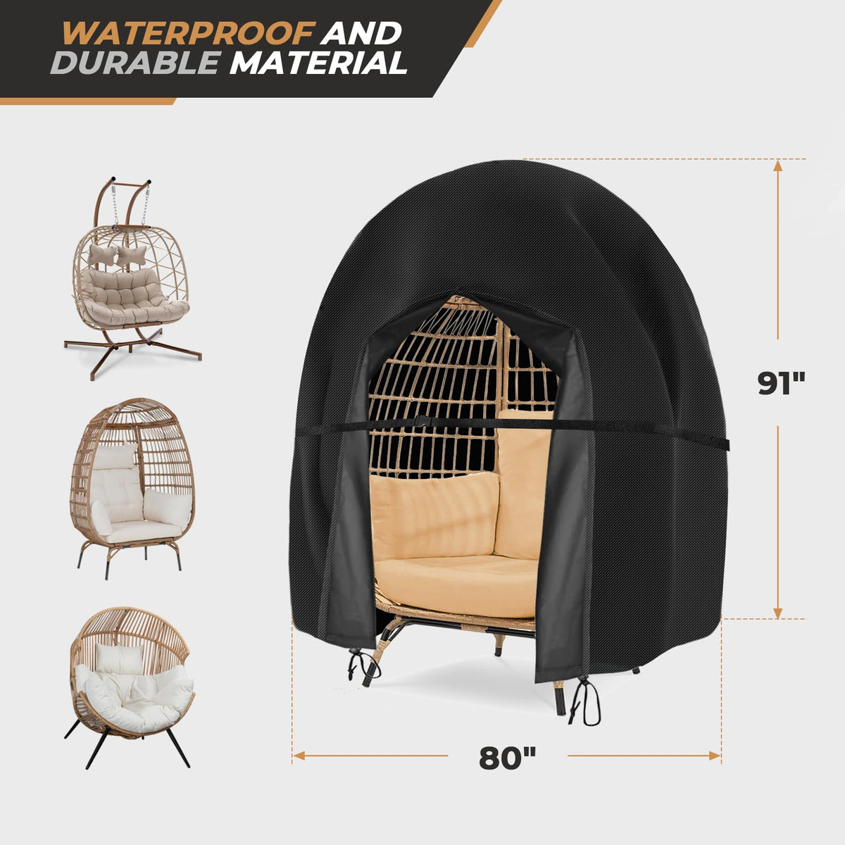 Aurragiy egg chair cover features sliders and buckles for a snug fit.