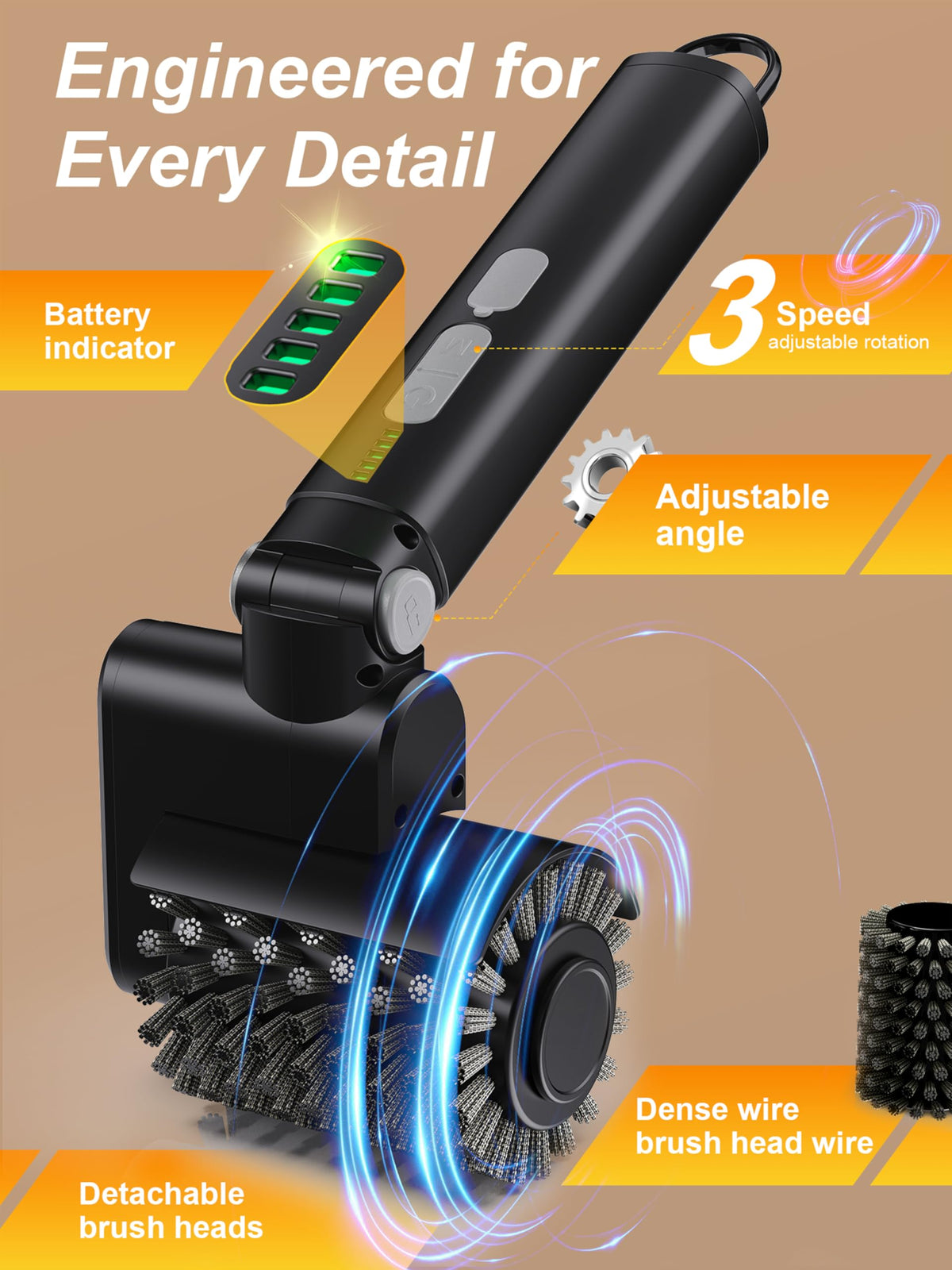 Aurviv rechargeable BBQ brush delivers up to 90 minutes of runtime on a single charge.