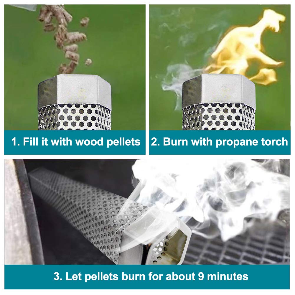 Aushucu smoker tube diffuses smoke to enhance flavors on any grill