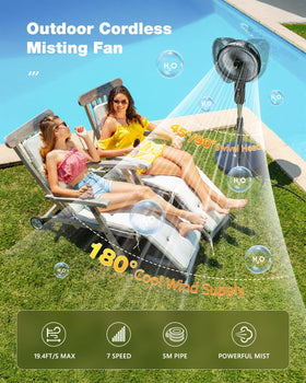 Ausic 12-inch misting fan for poolside use providing refreshing air