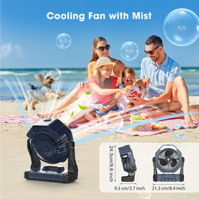 Ausic fan uses a 250ml tank for intermittent or continuous misting.