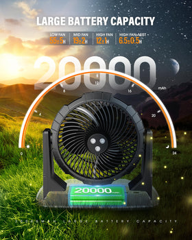 Ausic 20000mAh battery powers hours of cooling on the go.