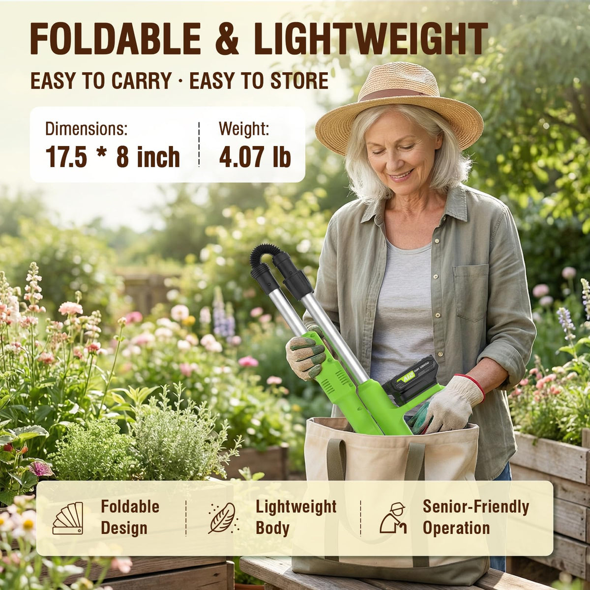 Ausic brushless motor and claws deliver strong grip on stubborn weeds.