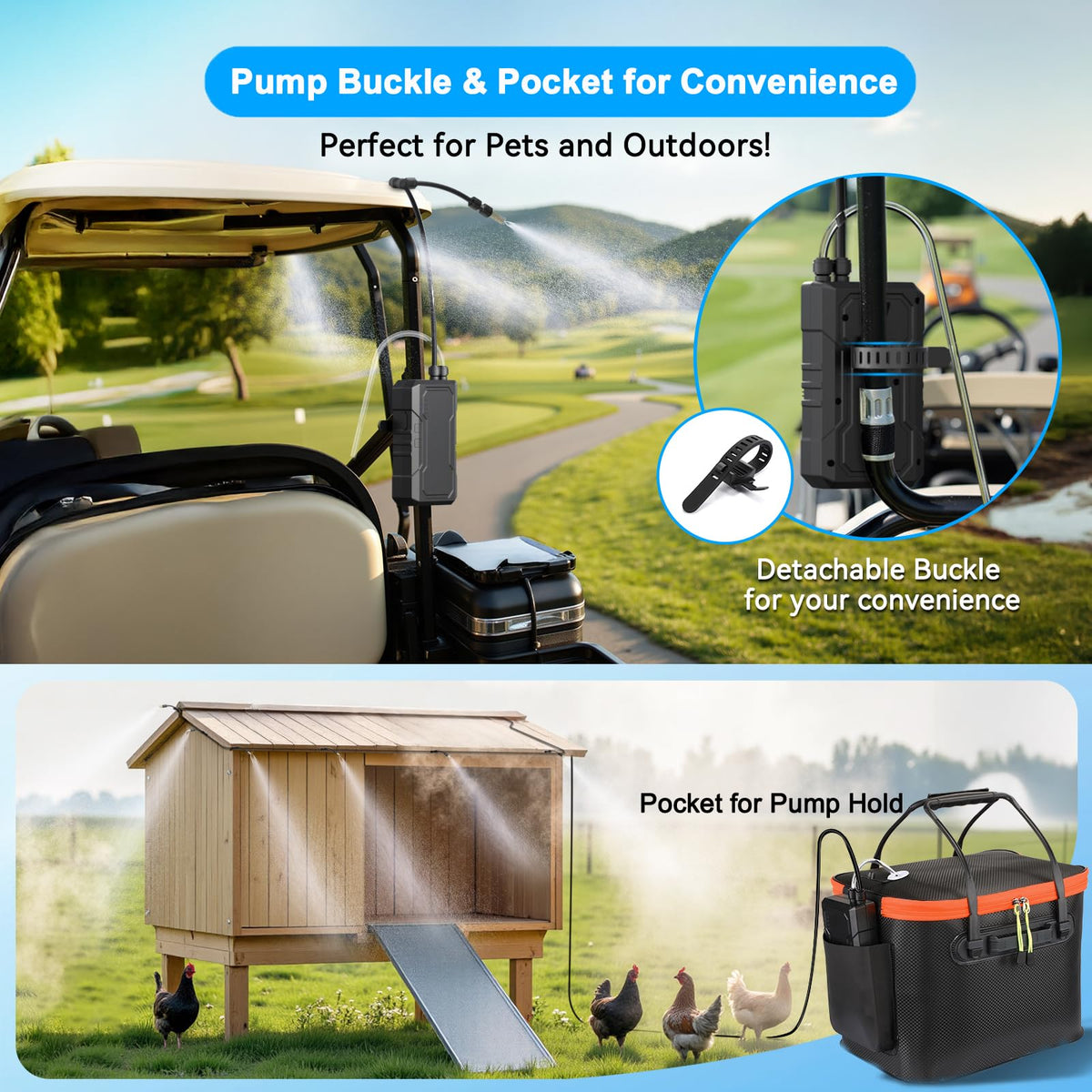 Ausic clips and fasteners mounted on pole for neat setup.
