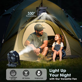 Ausic misting fan offers 330° rotation to direct airflow precisely.