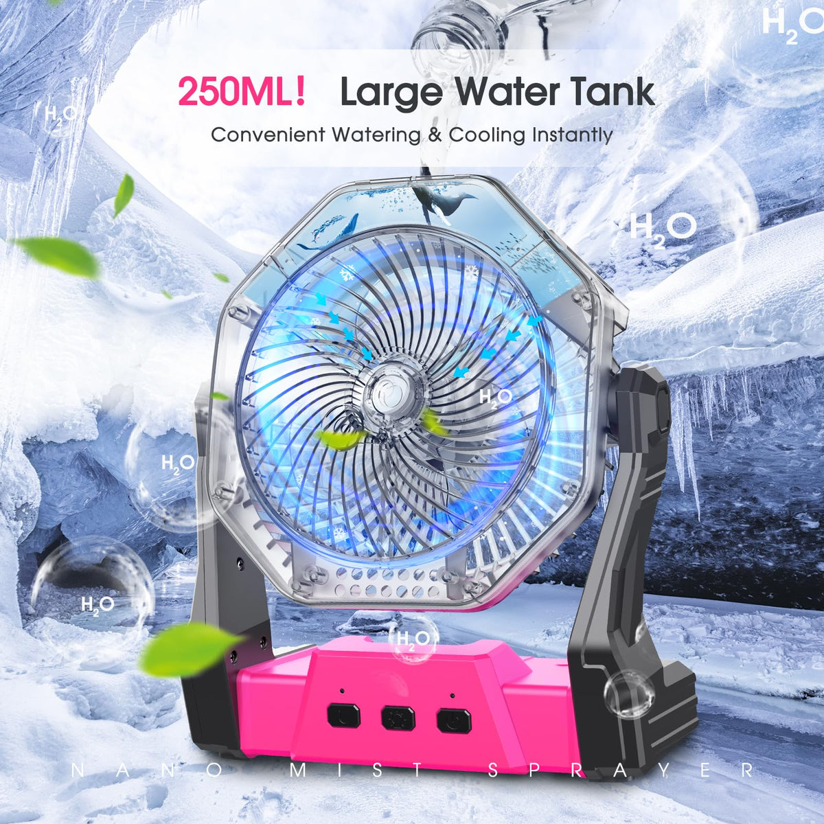 Ausic misting fan with 250ml water tank for refreshing spray