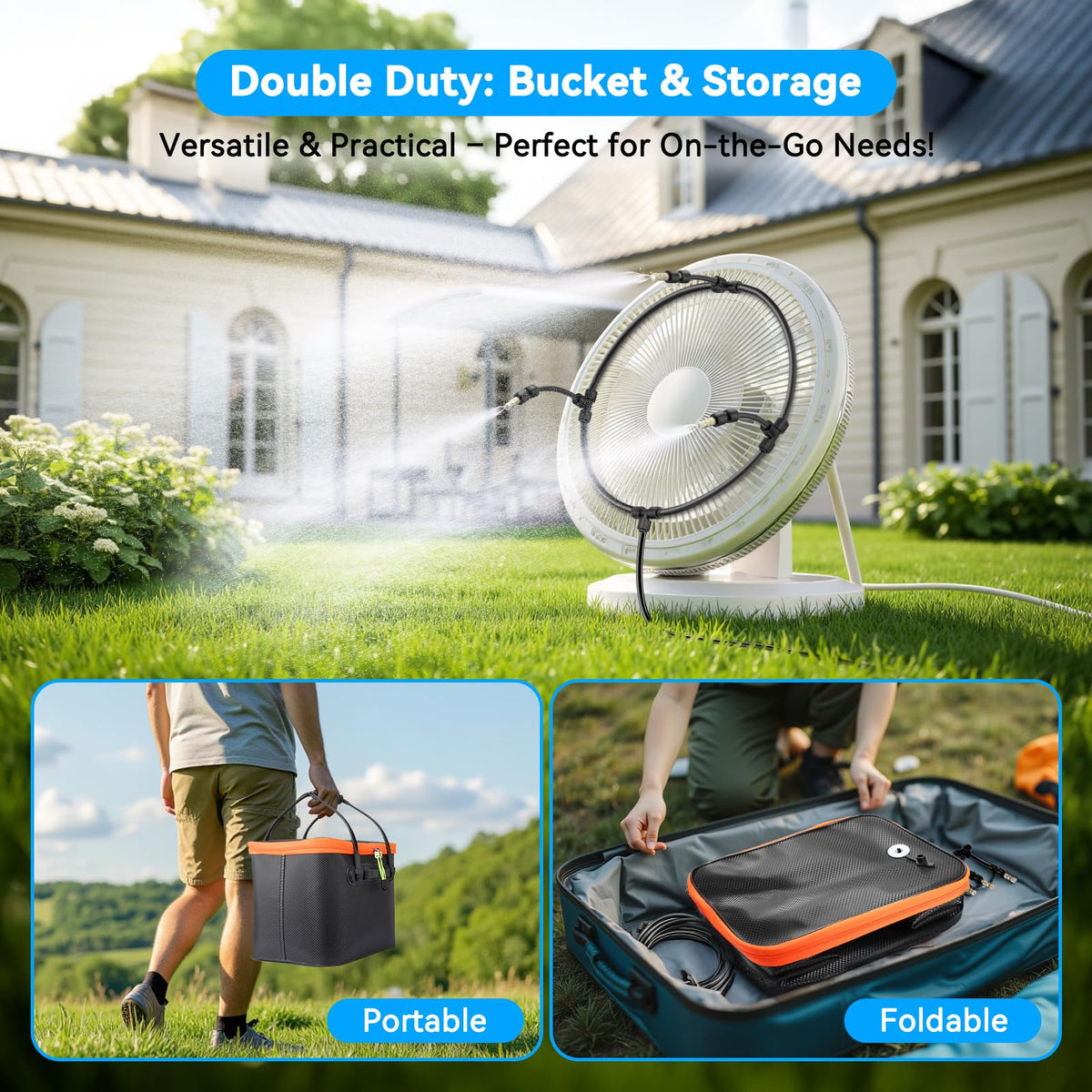 Ausic 26ft flexible mist hose with adjustable direction.