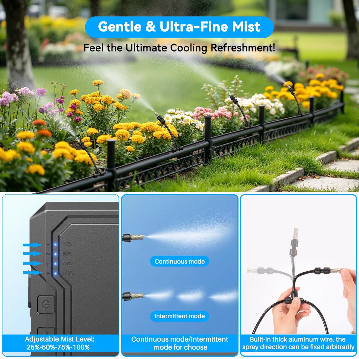 Ausic umbrella attachment ready to cool shaded seating.