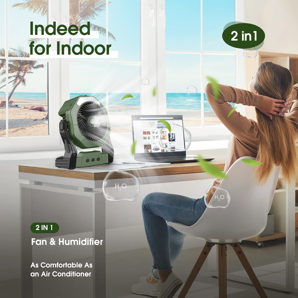 Ausic misting fan three-speeds lets you tailor airflow from gentle breeze to bracing wind.