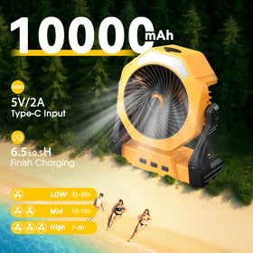 Ausic misting fan water tank focus emphasizing large 250mL reservoir for extended use.