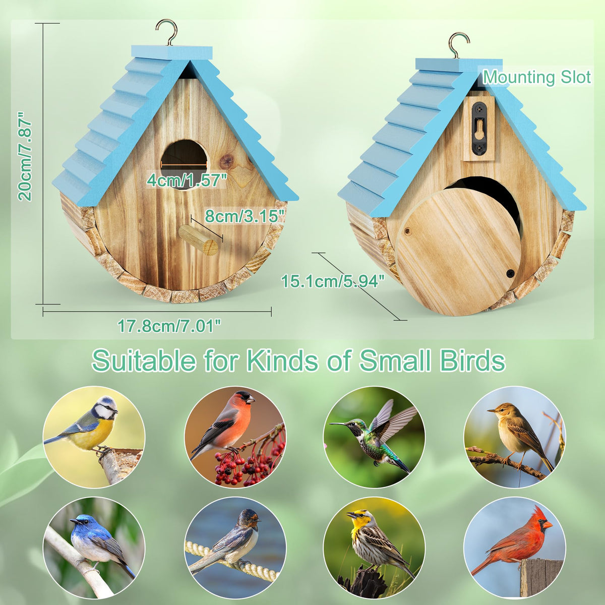 Auslar Bird House ready to hang or mount for flexible placement.