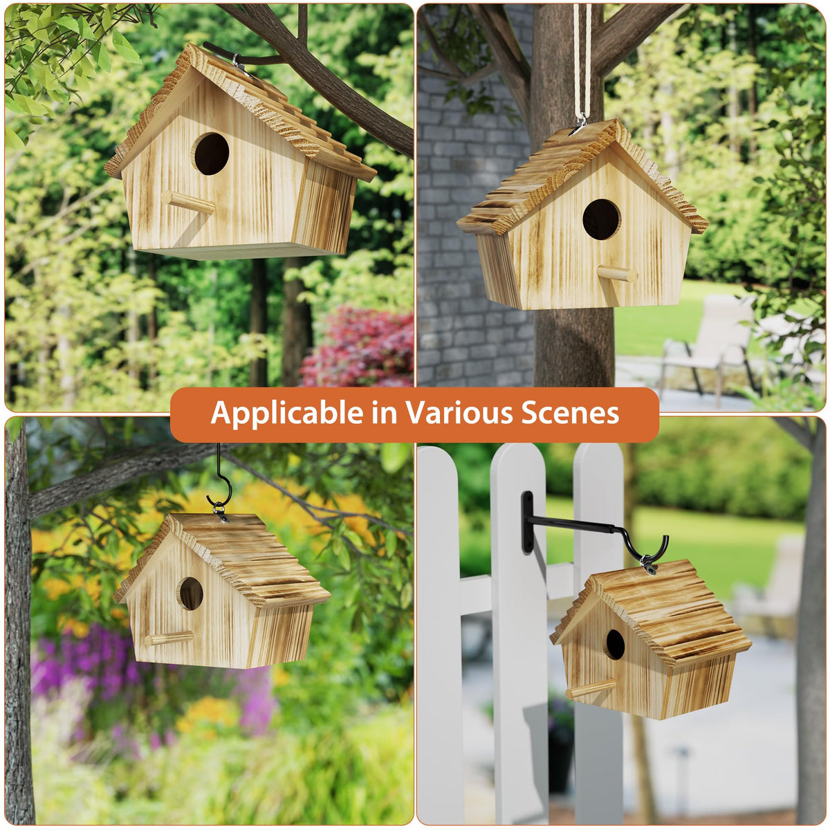 Herringbone design on Auslar Bird House adds garden charm