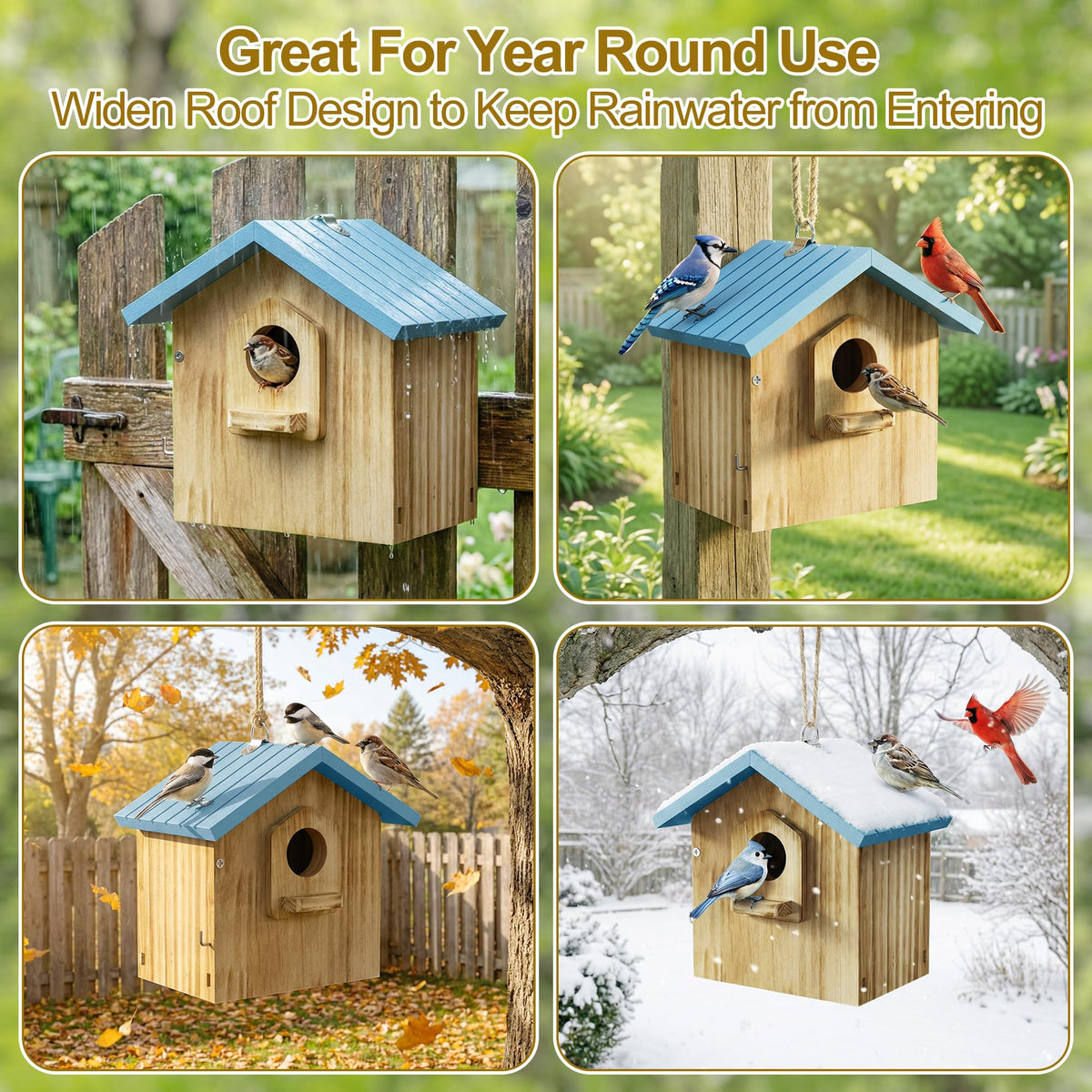 Auslar Bird House mounting screws provide flexible installation options.