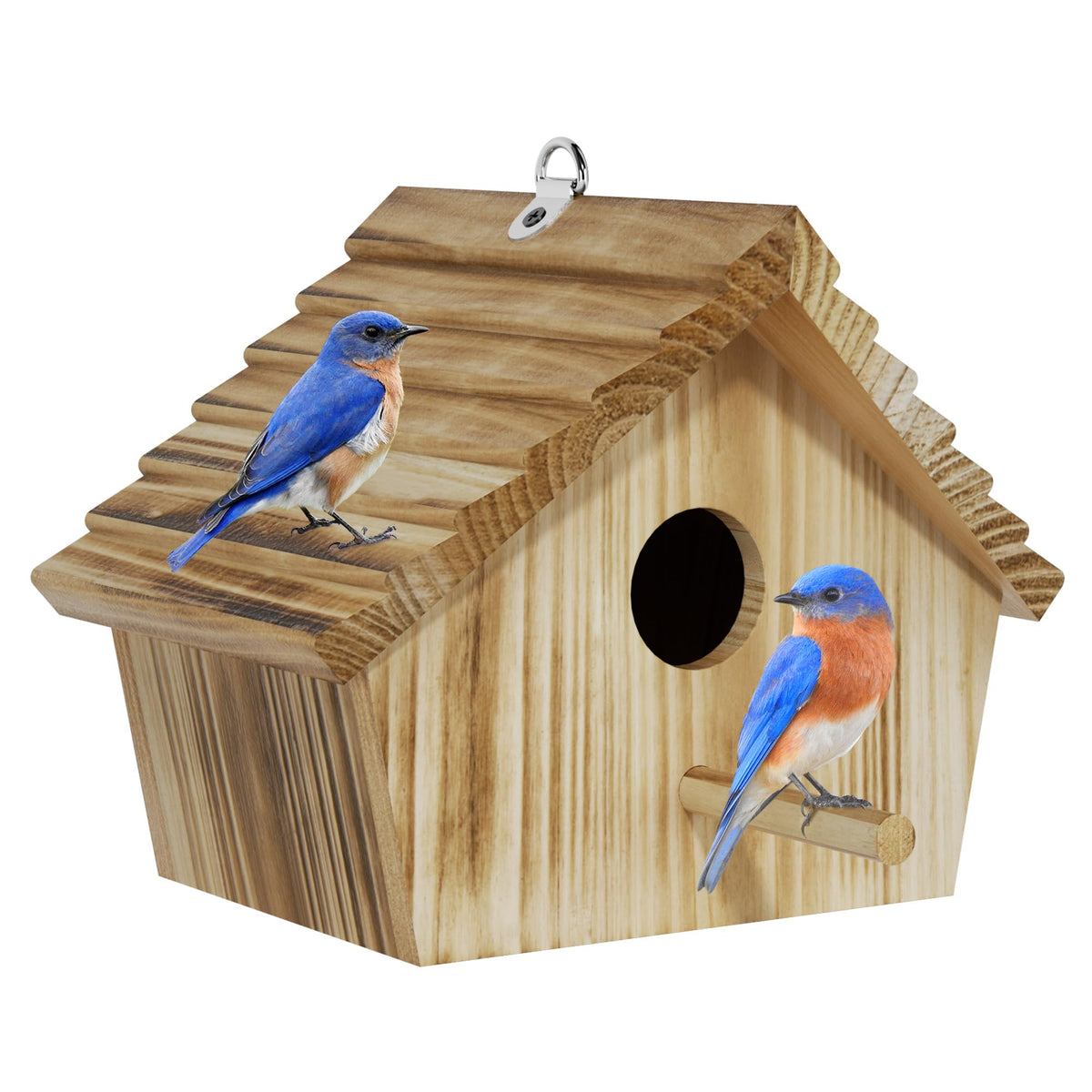 Auslar Bird House outdoors in cedar for durable weather-ready viewing