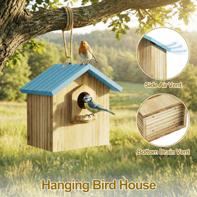 Auslar Bird House perch detail showing secure landing before entry.