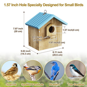 Auslar Bird House removable bottom panel enables easy cleaning.