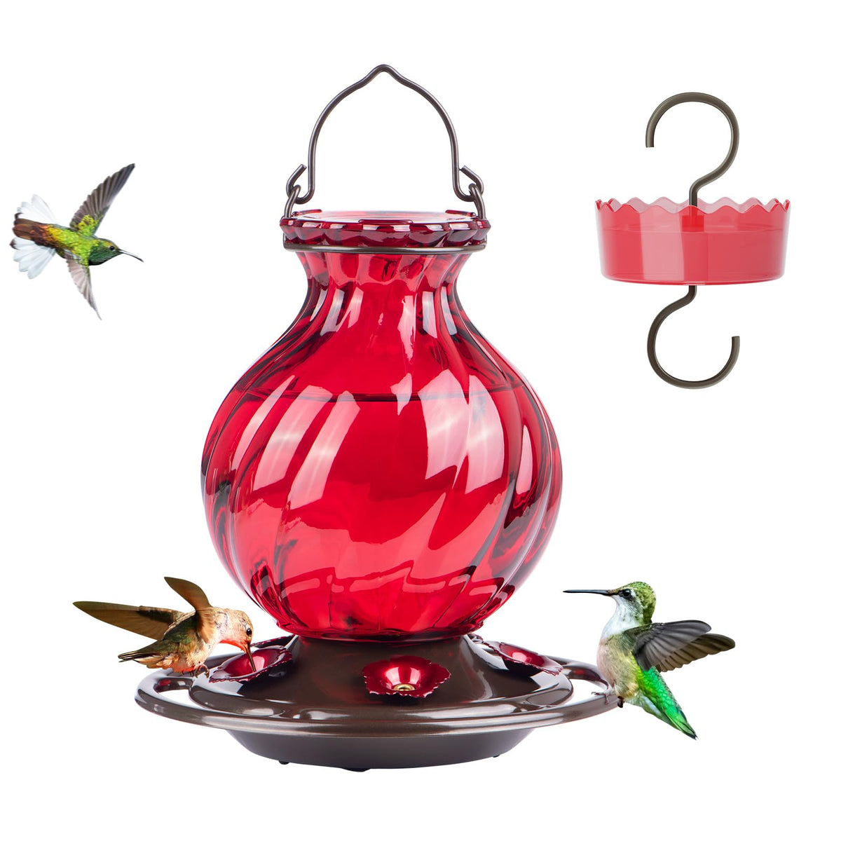Auslar hummingbird feeder 26oz glass with clear nectar view for easy filling