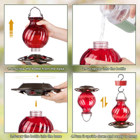 Auslar hummingbird feeder wide mouth opening simplifies refilling