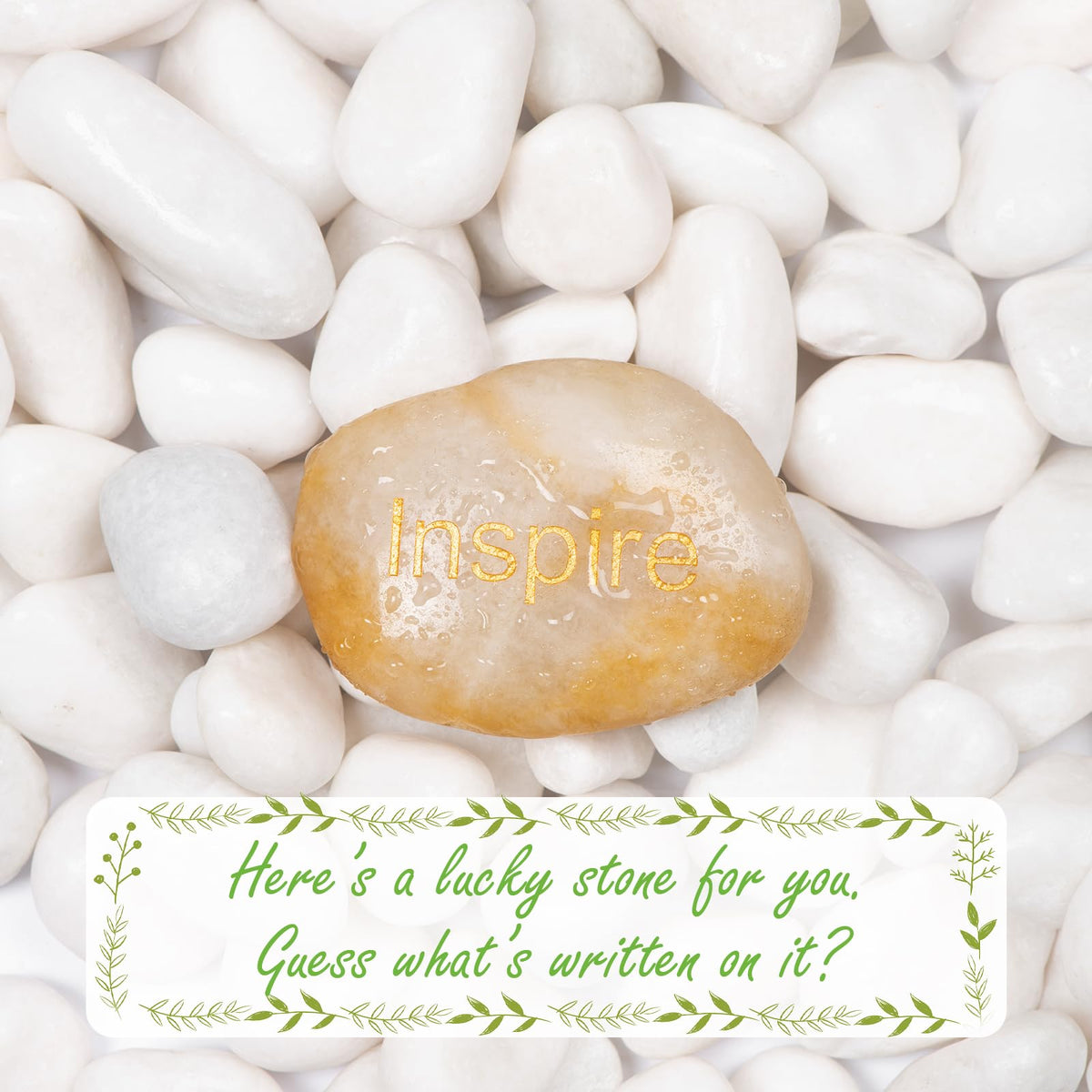 Ausluru engraved inspiration rock adds uplifting decor.