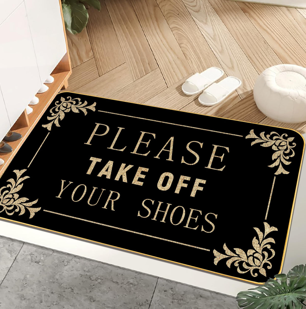 AUSTAB funny welcome mat front door text design adds charm and cleanliness at the entry.