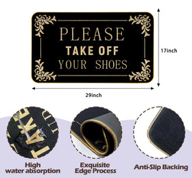 AUSTAB mat front door with Please Take off Your Shoes text, welcoming guests gracefully.