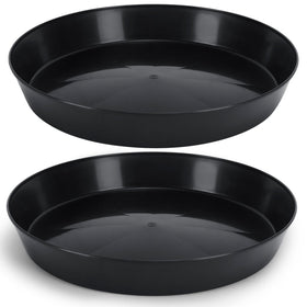 Austin Planter 18inch saucer in black protects surfaces from water rings.