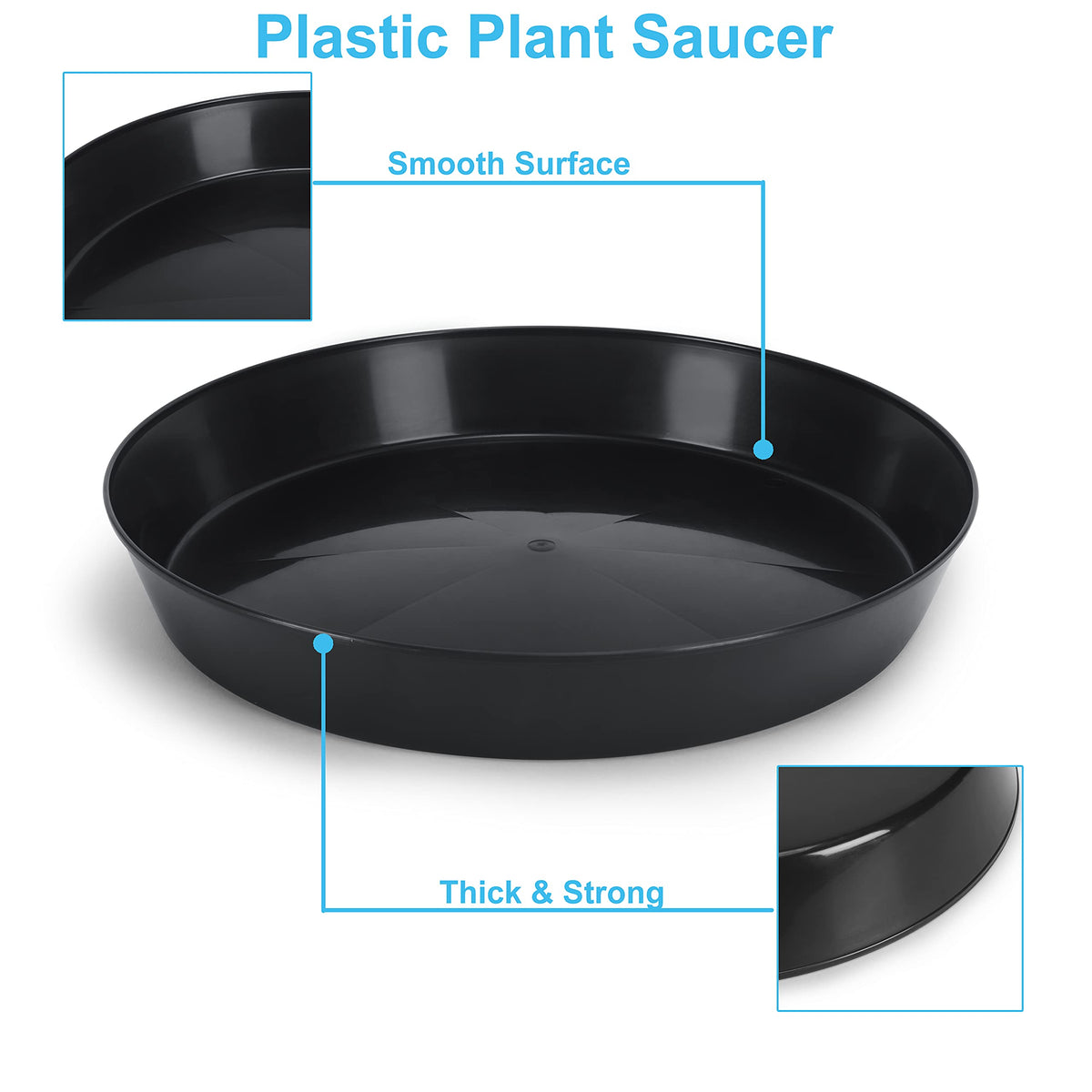 Austin Planter flat-inner circular saucer keeps pots stable.