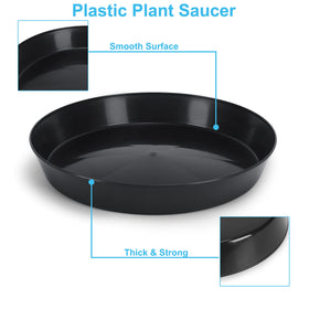Austin Planter flat-inner circular saucer keeps pots stable.