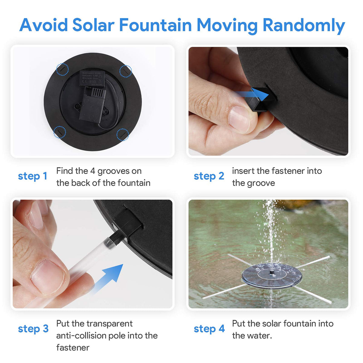 AUTGA solar fountain pond setup for easy outdoor water feature.