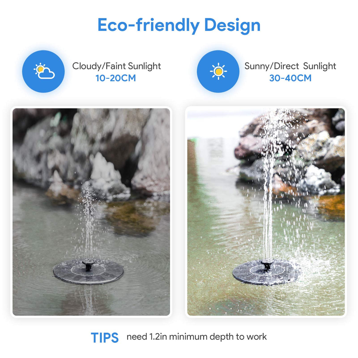 AUTGA solar fountain filtration box protects against debris.