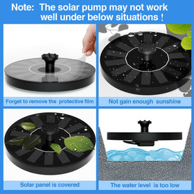 AUTGA solar fountain with six nozzle heads for versatile spray styles.