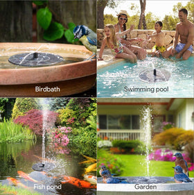 AUTGA solar fountain in garden scene adds life and movement.