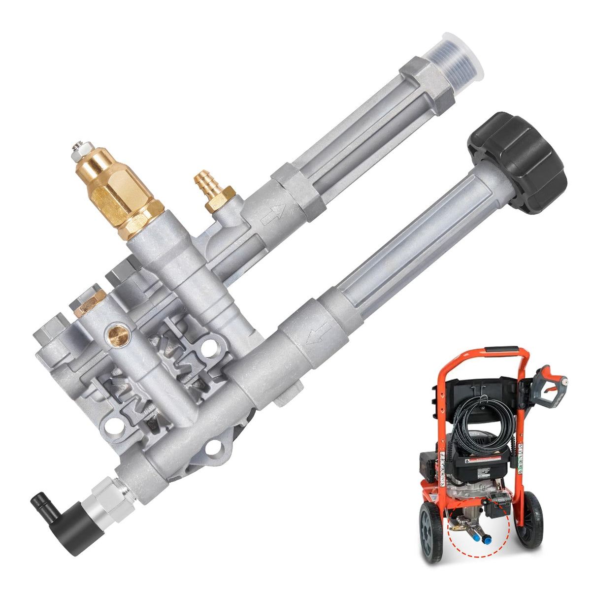AUTOBABA pump head assembly for AR-series pumps with durable aluminum body