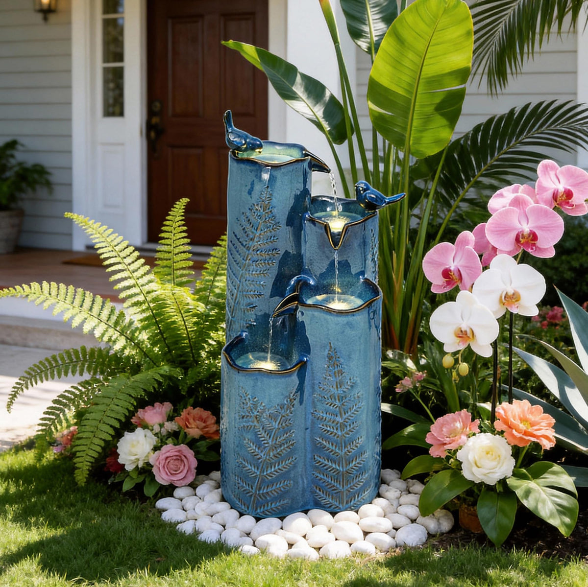 Autodaya easy setup fountain for quick garden or patio installation.