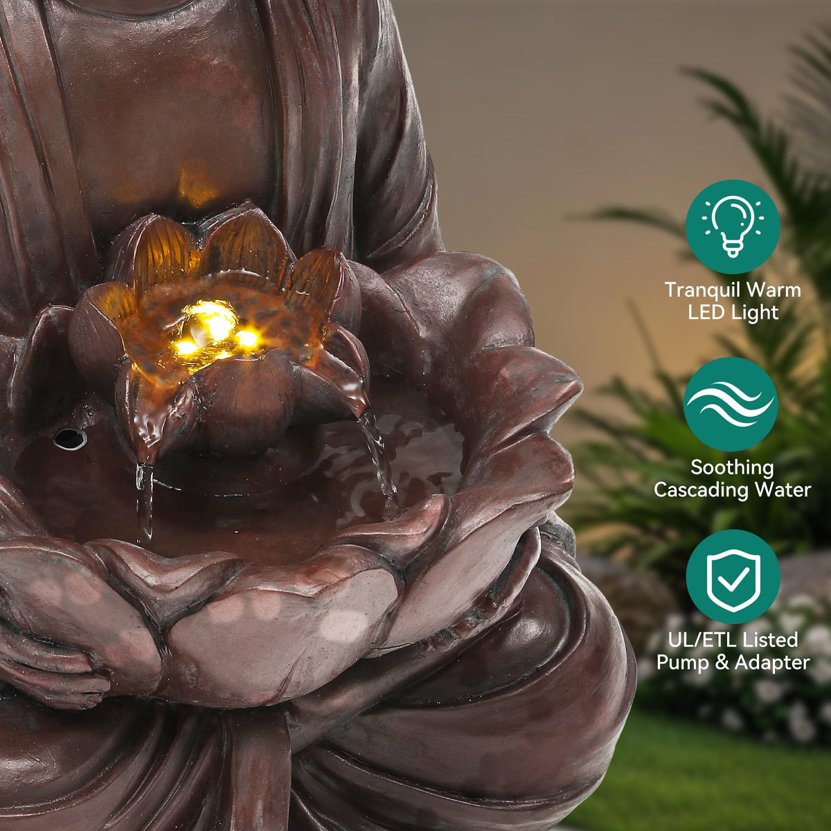 Autodaya faux bronze zen garden fountain adds timeless style.