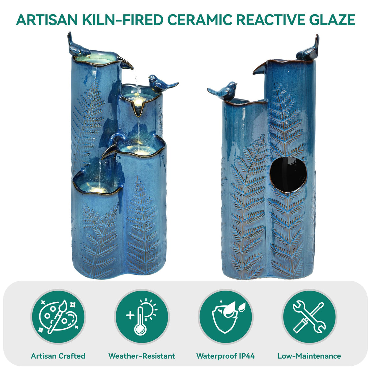 Autodaya weather-resistant ceramic construction ensures durable outdoor decor.