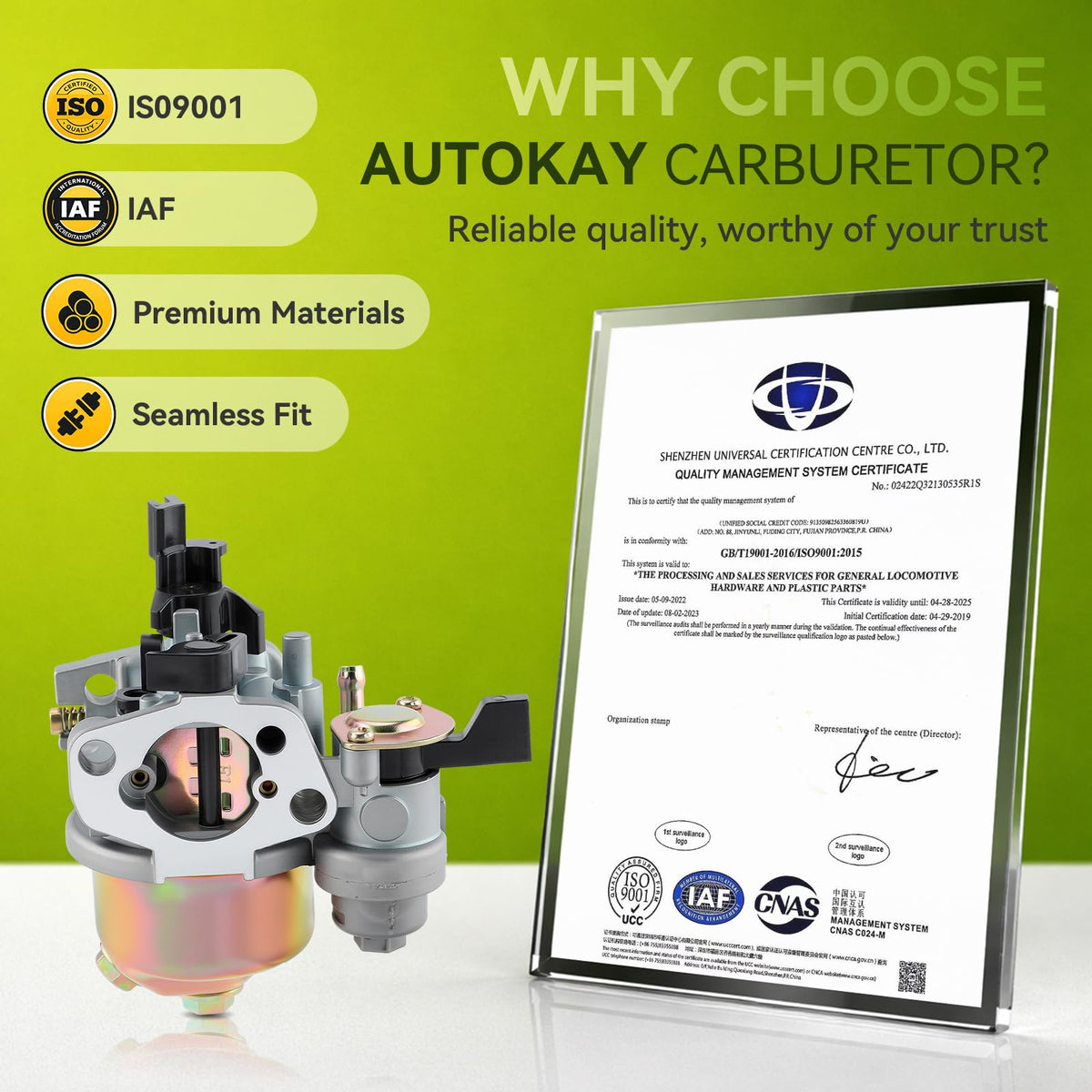 AUTOKAY brand label visible on carburetor for easy identification.