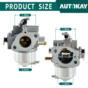 AUTOKAY carburetor for Kawasaki FH451V, side view highlights compact footprint for easy installation.