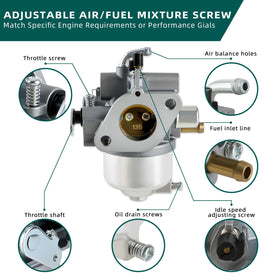 AUTOKAY carburetor for Kawasaki FH500V, top view confirms aligned mounting and fuel paths.