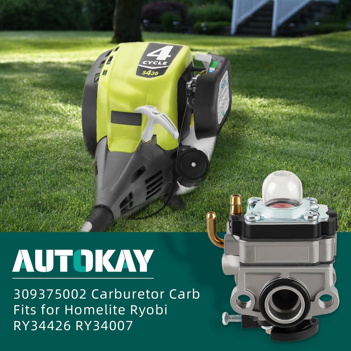 AUTOKAY carburetor kit inside parts for easy replacement on 30cc trimmers.