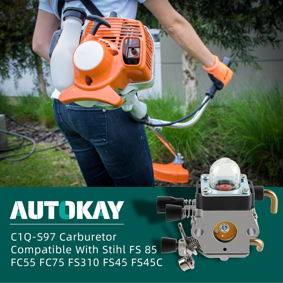 AUTOKAY STIHL trimmer carburetor installed for easy maintenance