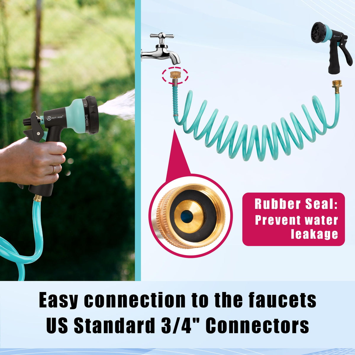 AUTOMAN 7-pattern nozzle offers versatile watering options
